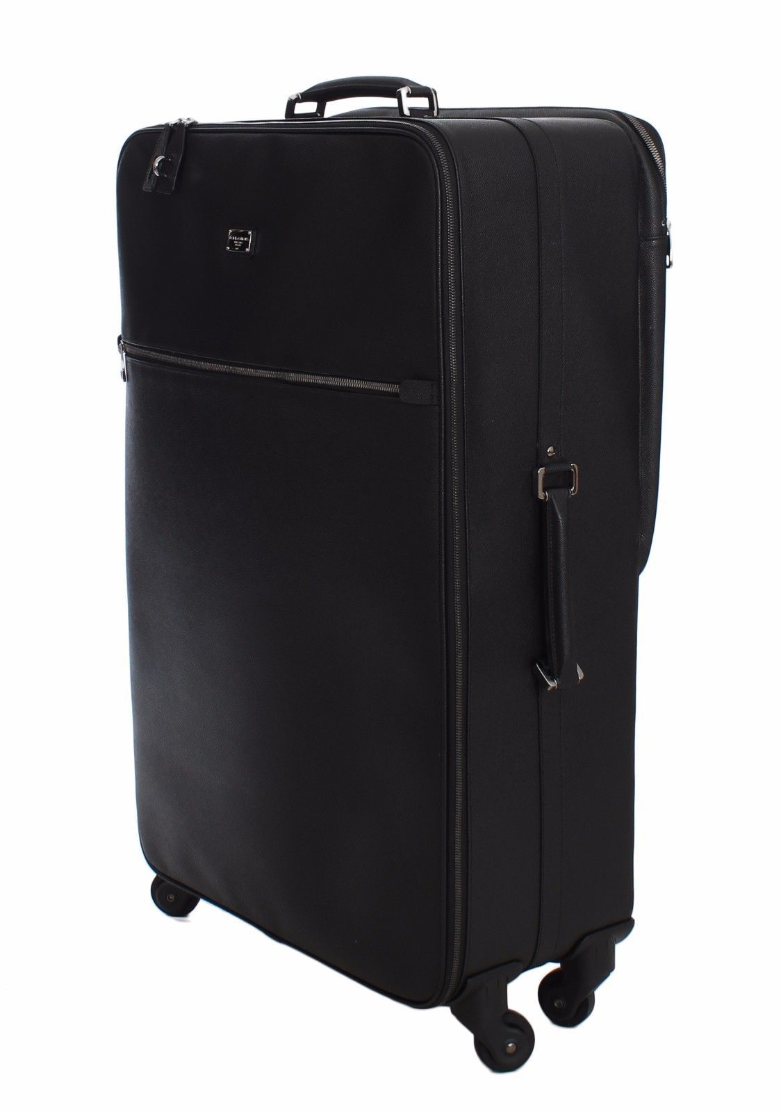 Luggage Bag Black Leather Travel Suitcase Trolley