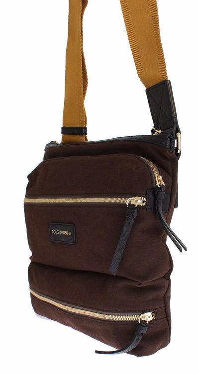 Brown Denim Leather Crossbody Shoulder Bag