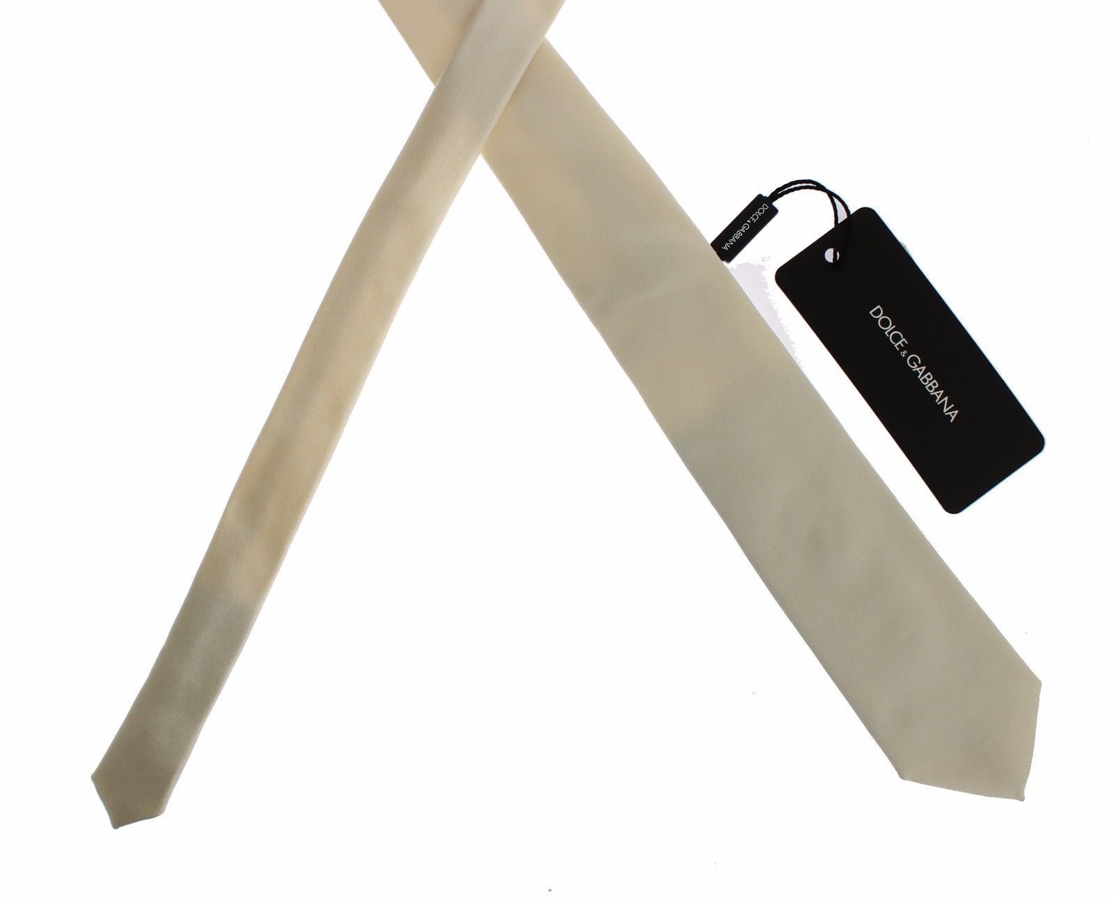 Men White Solid Silk Skinny Tie