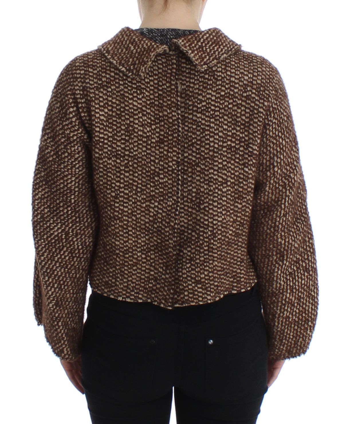 Brown Wool Tweed Crystal Jacket Coat