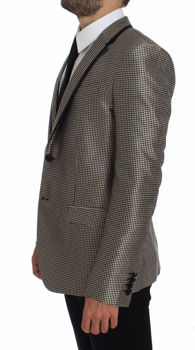 Black Silk Slim Two Button Blazer