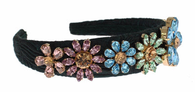 Green Brocade Gold Crystal Floral Headband Hair Diadem