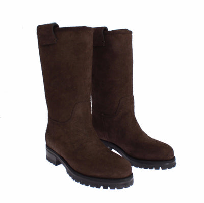 Brown Boots Leather Mid Calf