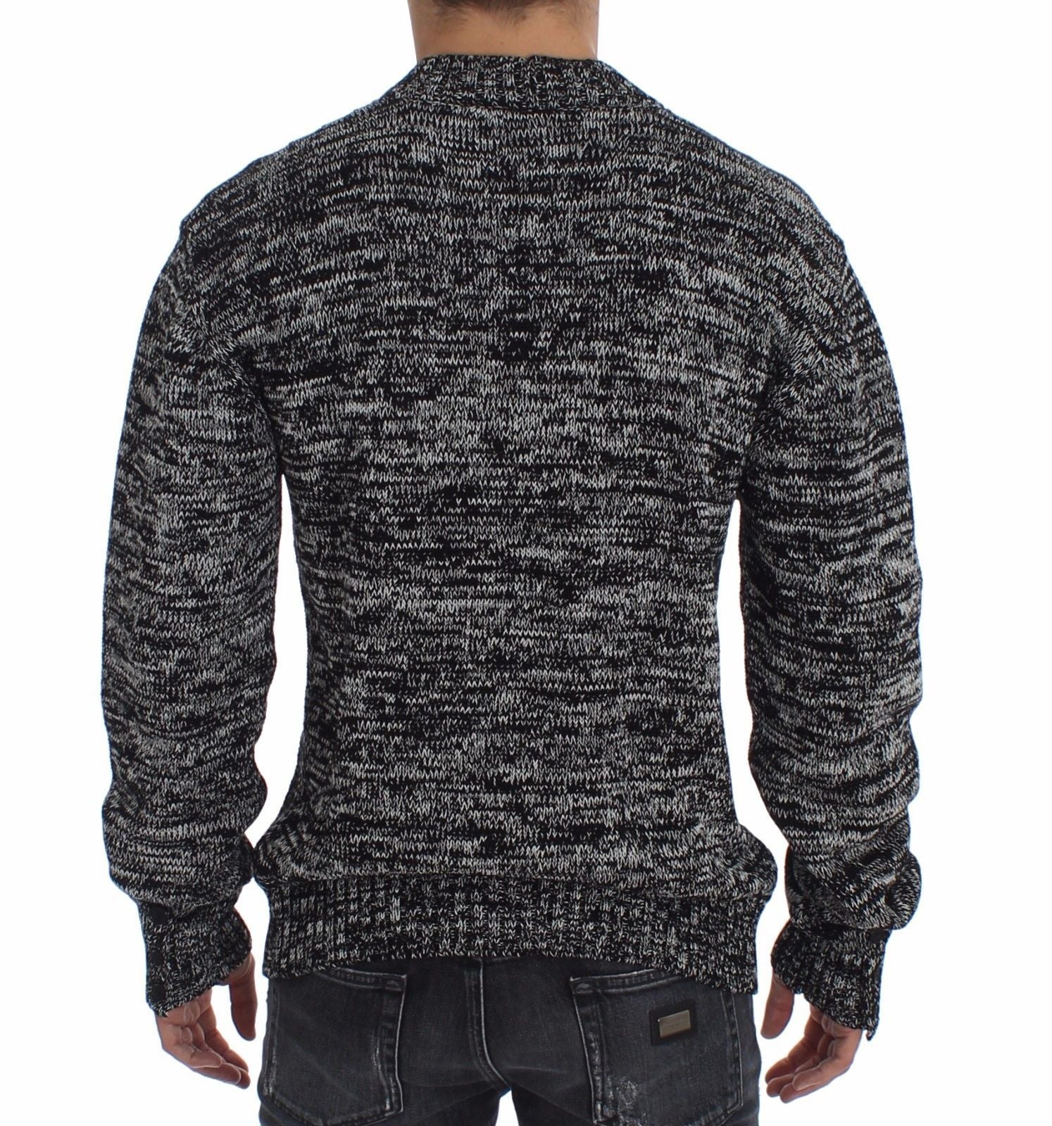 Sweater Black Cotton Silk Knitted Cardigan