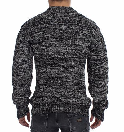 Sweater Black Cotton Silk Knitted Cardigan