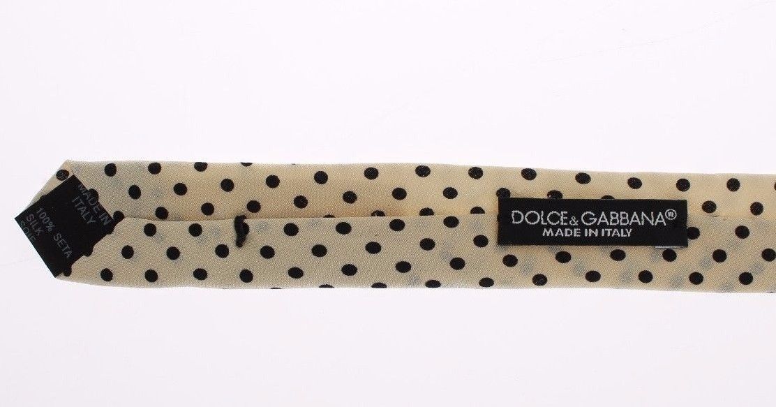 White Black Polka Dot Silk Slim Tie