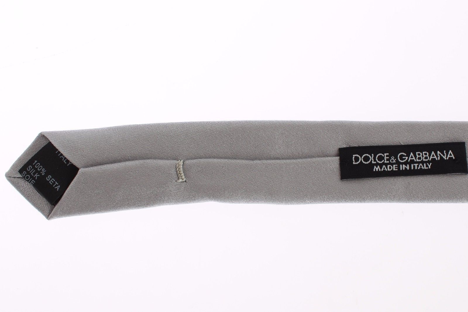 Silver Gray Solid Silk Slim Tie