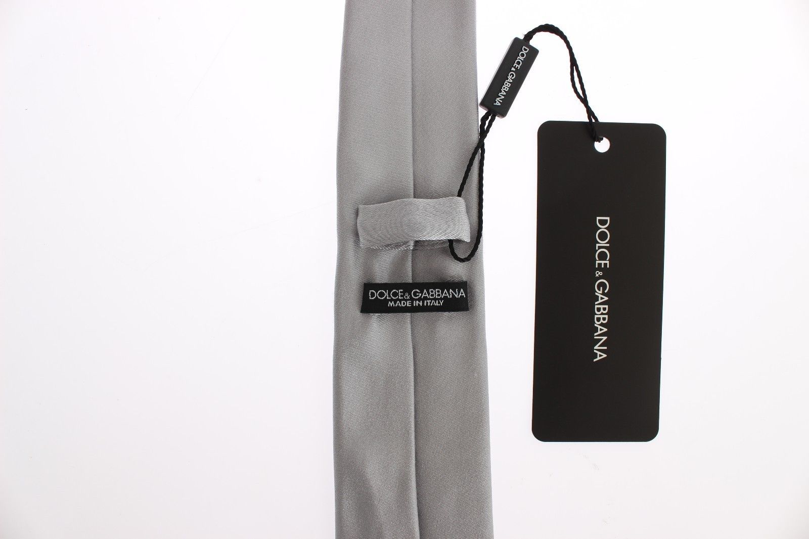 Silver Gray Solid Silk Slim Tie