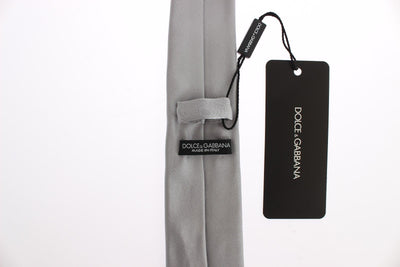Silver Gray Solid Silk Slim Tie