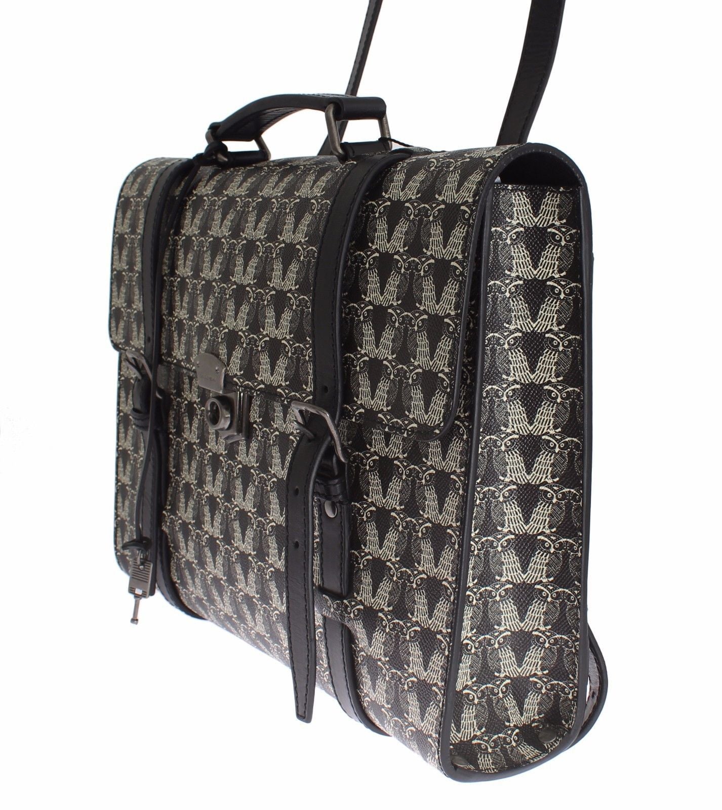 Bag Black Owl Print Leather Backpack