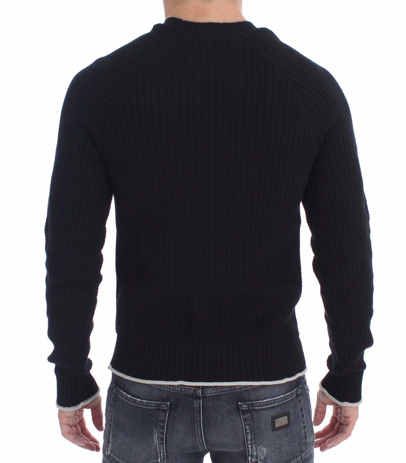 Blue Cotton Silk Knitted Sweater