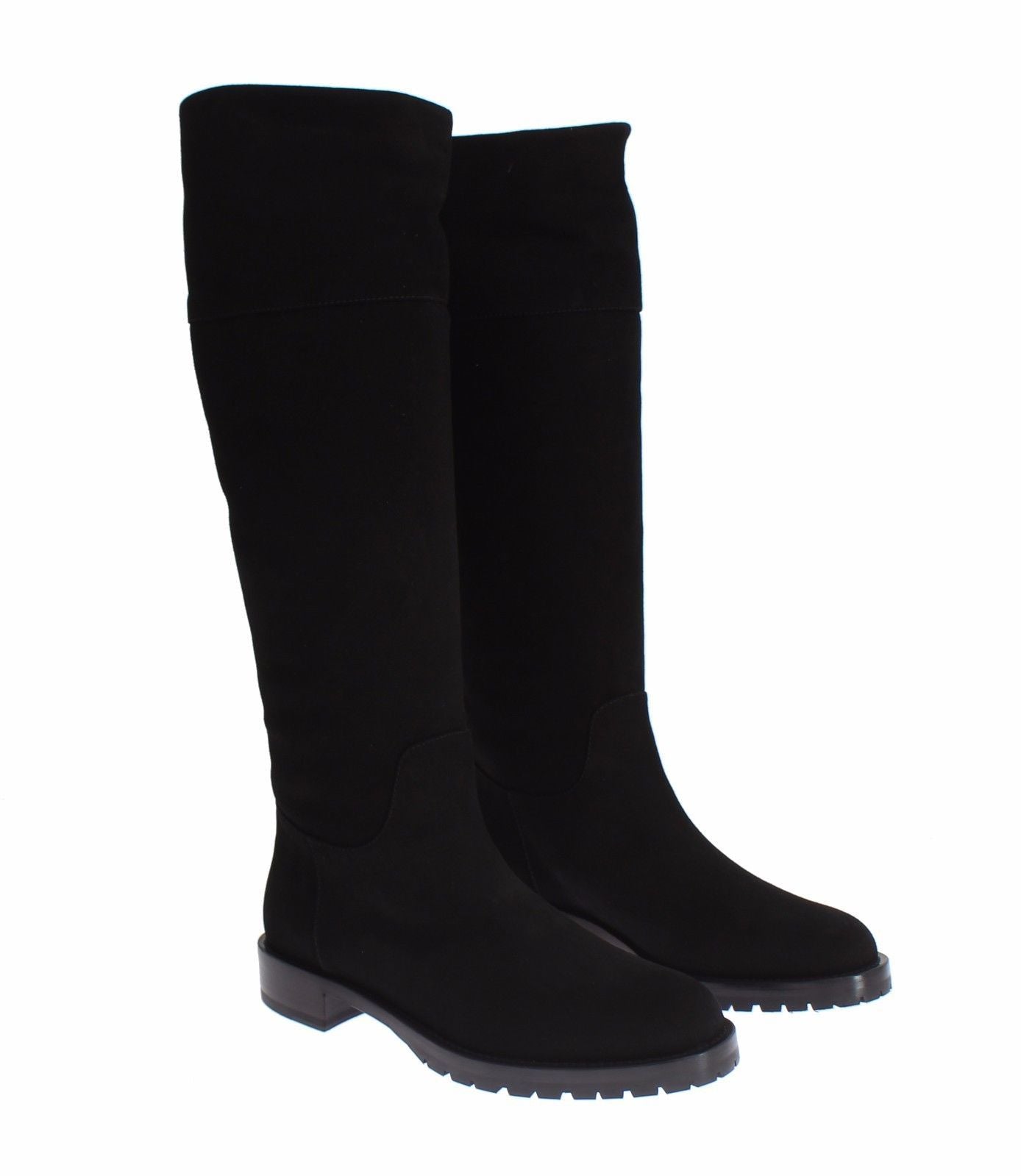 Black Suede Goatskin Flat Boots