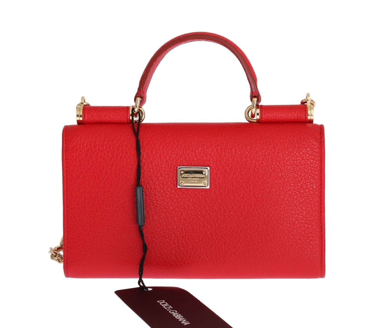Purse VON Red Leather Crystal Carretto POM POM