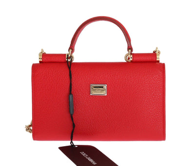 Purse VON Red Leather Crystal Carretto POM POM