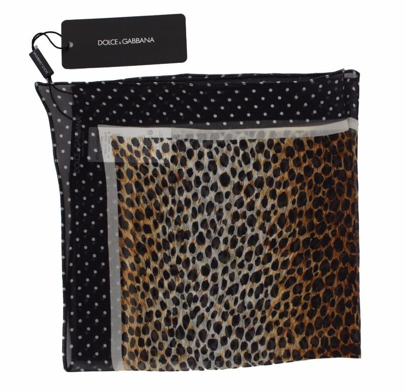 Brown Leopard Polka Dotted Silk Scarf