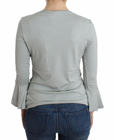 Gray jersey print top blouse