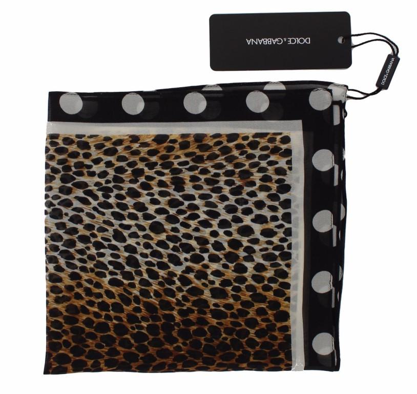 Brown Leopard Polka Dotted Silk Scarf