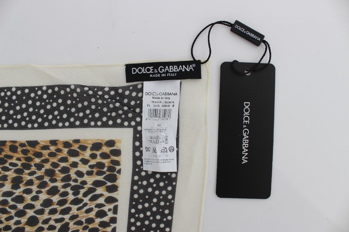 Brown Leopard Polka Dotted Silk Scarf