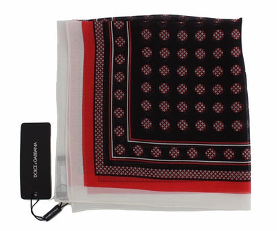 Red Black Baroque Print Silk Scarf