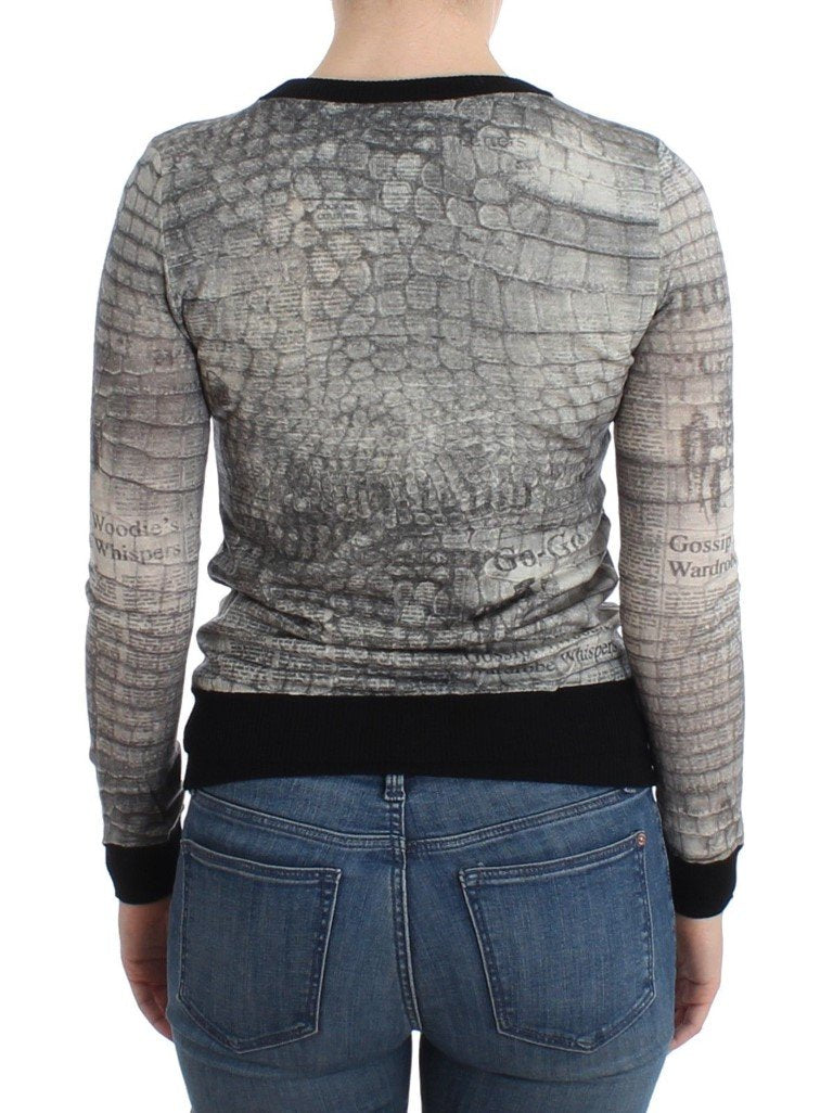 Gray crocodile twinset cardigan
