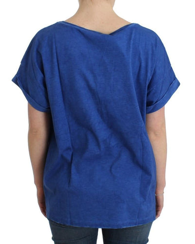 Blue printed cotton t-shirt