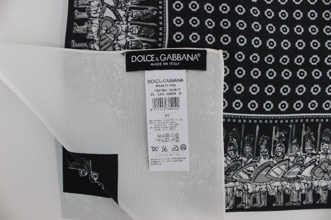 White Black Soldier Modal Silk Scarf