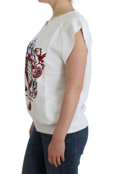 White navy printed sweatshirt