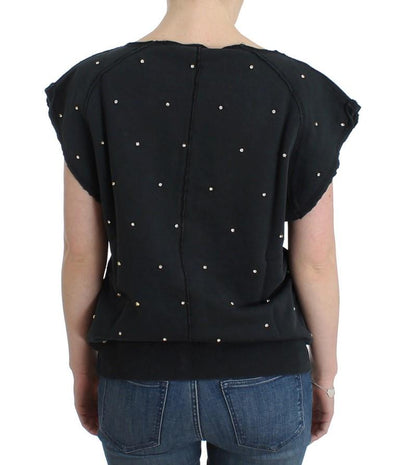 Black embellished cotton sweatshirt