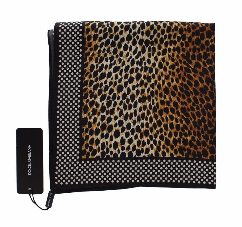 Brown Leopard Polka Dotted Silk Scarf