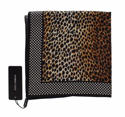 Brown Leopard Polka Dotted Silk Scarf