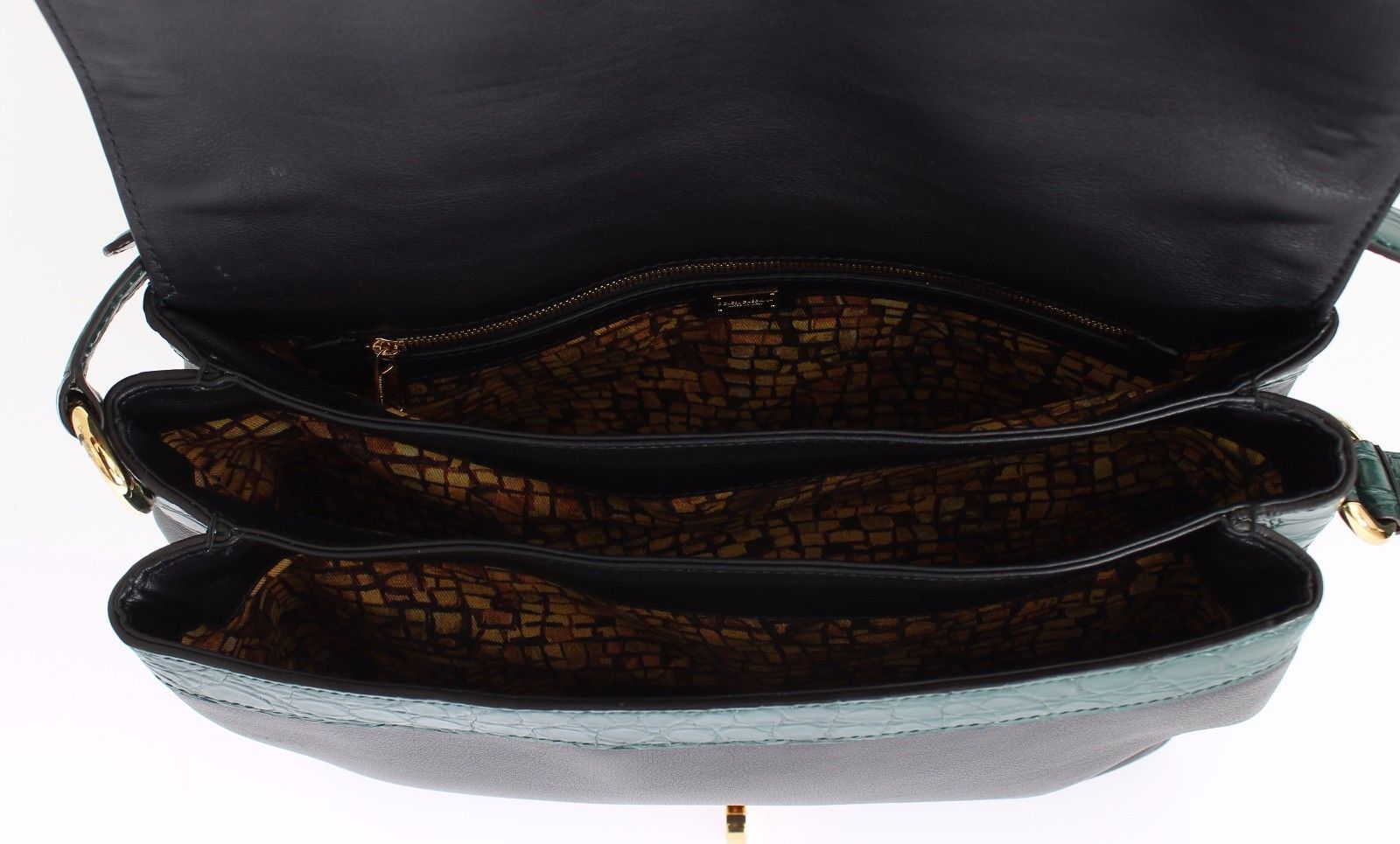 MISS BONITA Green Caiman Leather Hand Shoulder Bag