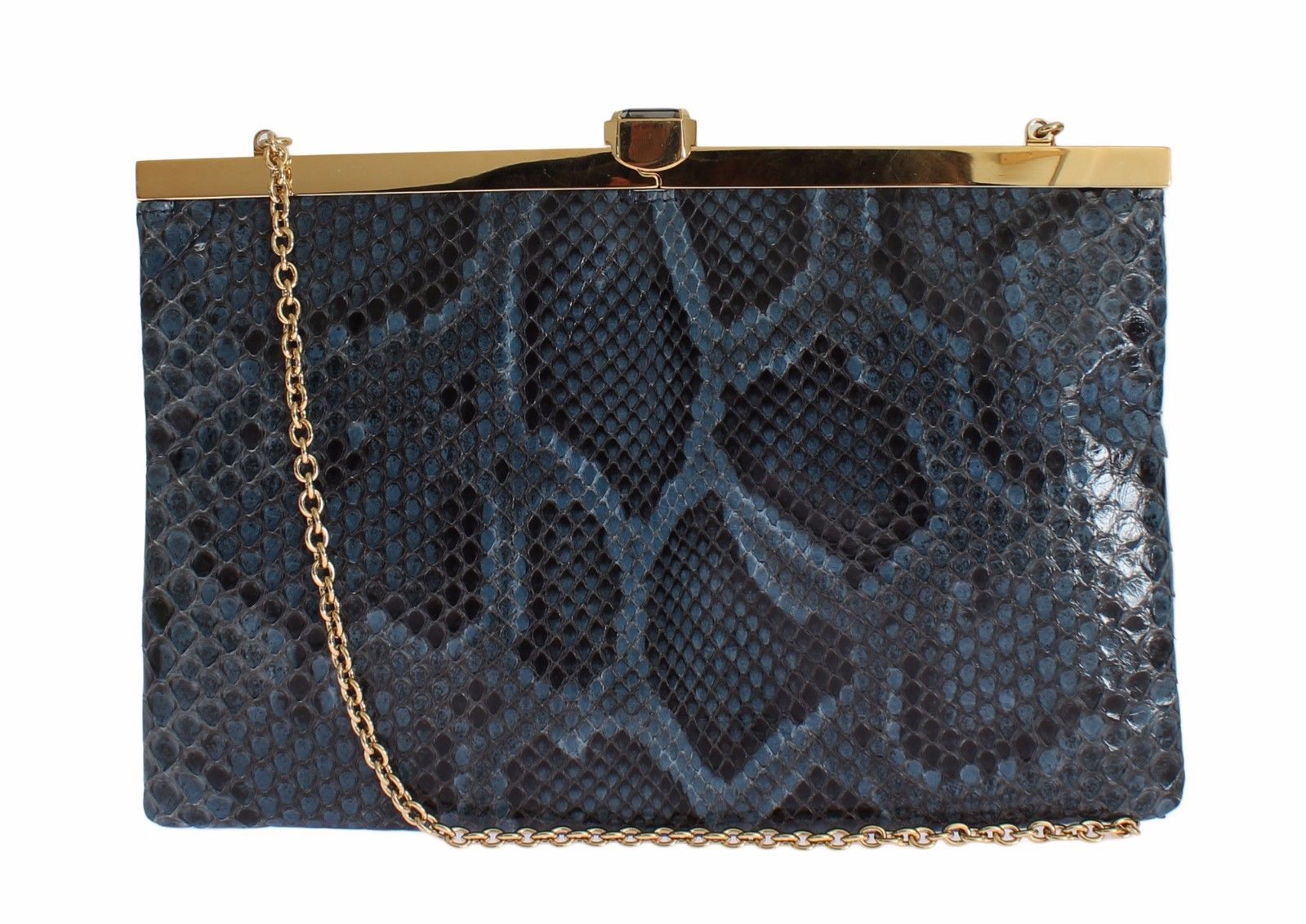 Bag Blue Python Snakeskin Shoulder Crystal Clutch