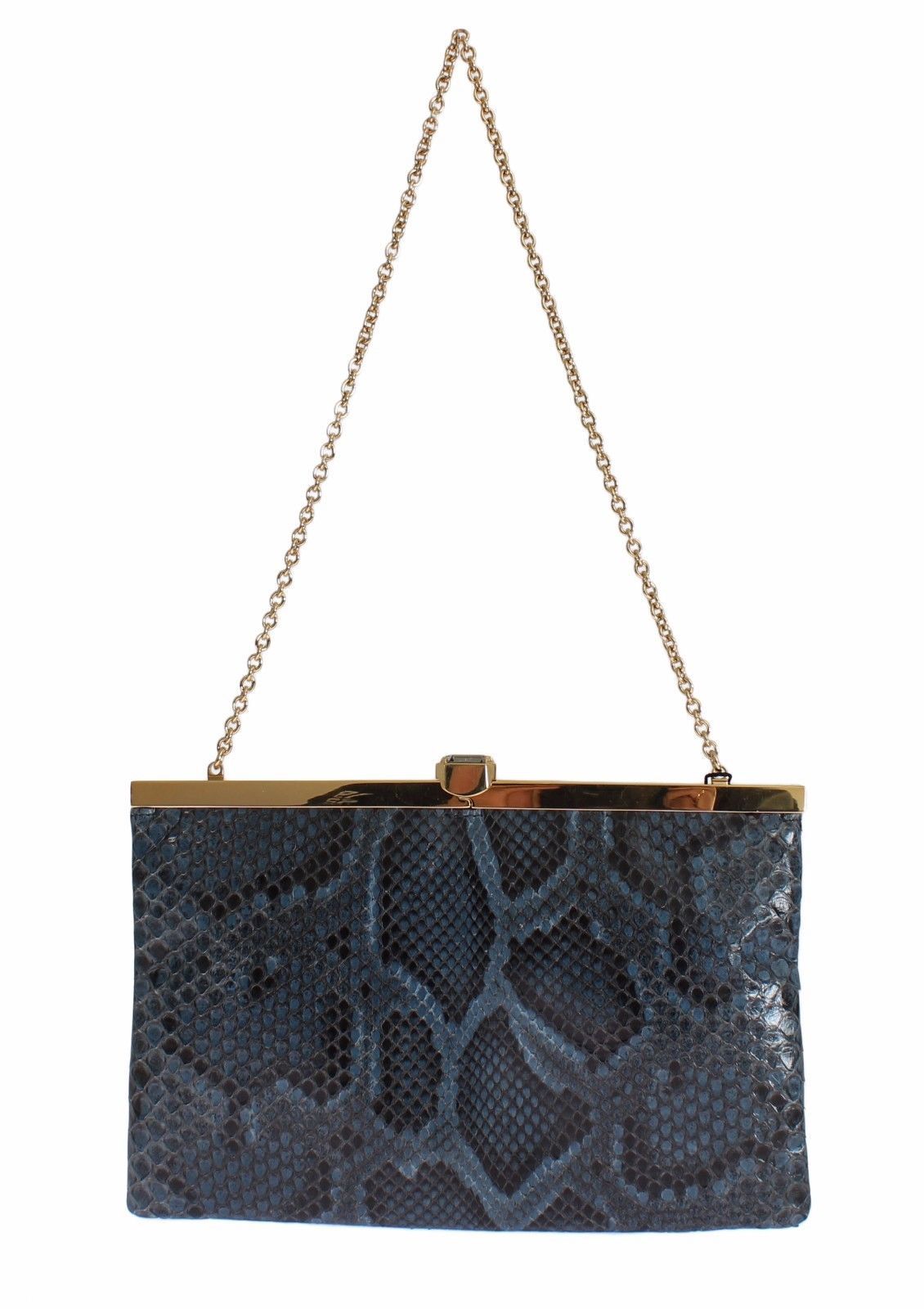 Bag Blue Python Snakeskin Shoulder Crystal Clutch