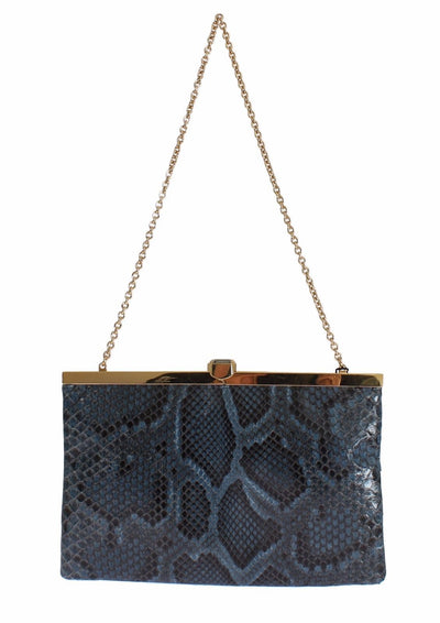 Bag Blue Python Snakeskin Shoulder Crystal Clutch