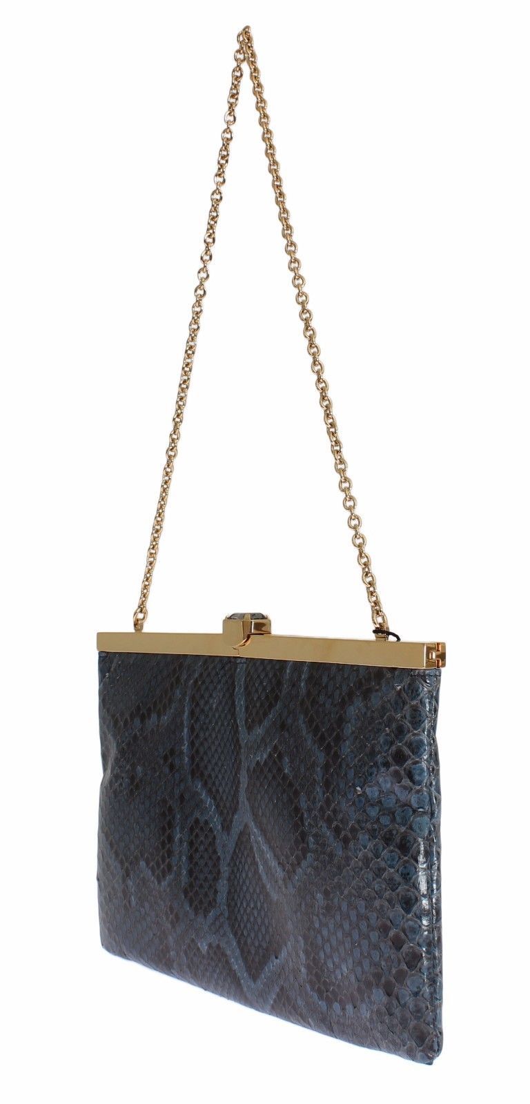 Bag Blue Python Snakeskin Shoulder Crystal Clutch