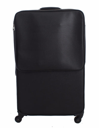 Luggage Bag Black Leather Travel Suitcase Trolley