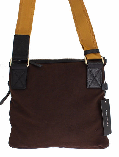 Brown Denim Leather Crossbody Shoulder Bag