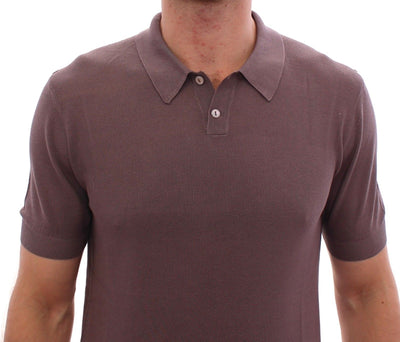 Purple SILK Short Sleeve Polo T-shirt Top