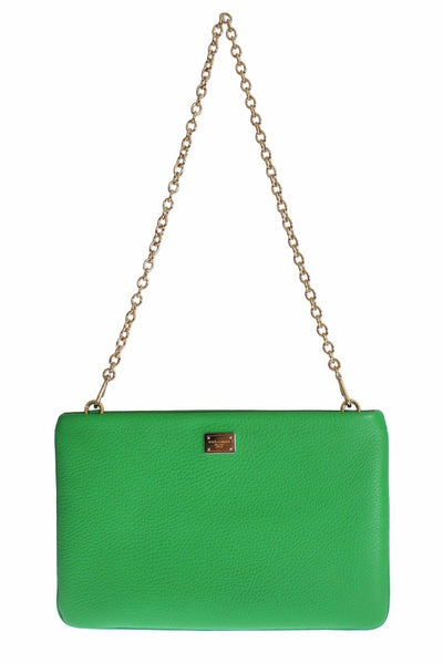 Purse Green Leather Heart Crystal Clutch