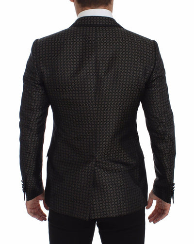 Green Silk Slim Two Button Blazer