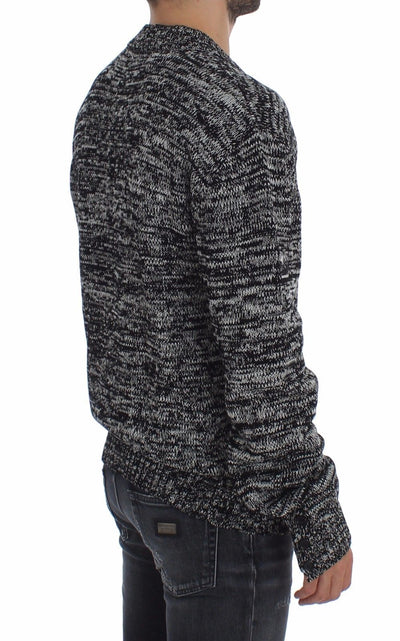 Sweater Black Cotton Silk Knitted Cardigan