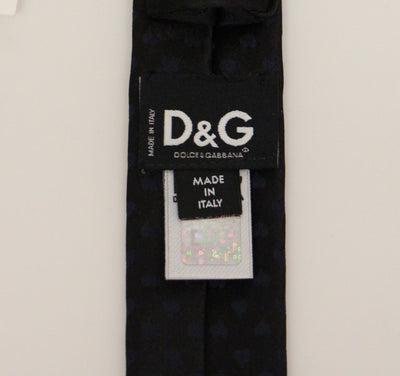Men Blue Heart Silk Slim Neck Tie