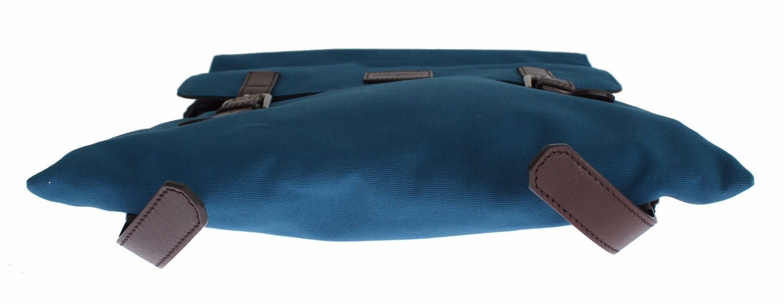 Blue Canvas Brown Leather Backpack Travel Bag