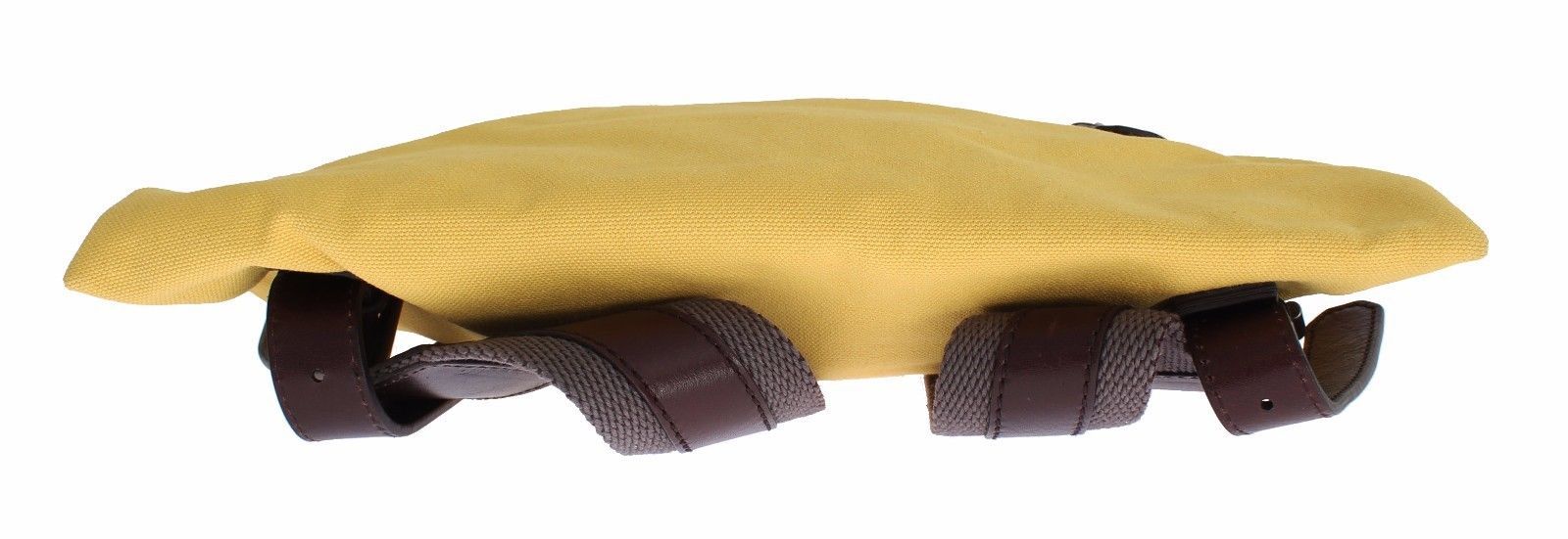 Yellow Canvas Brown Leather Backpack Travel Bag
