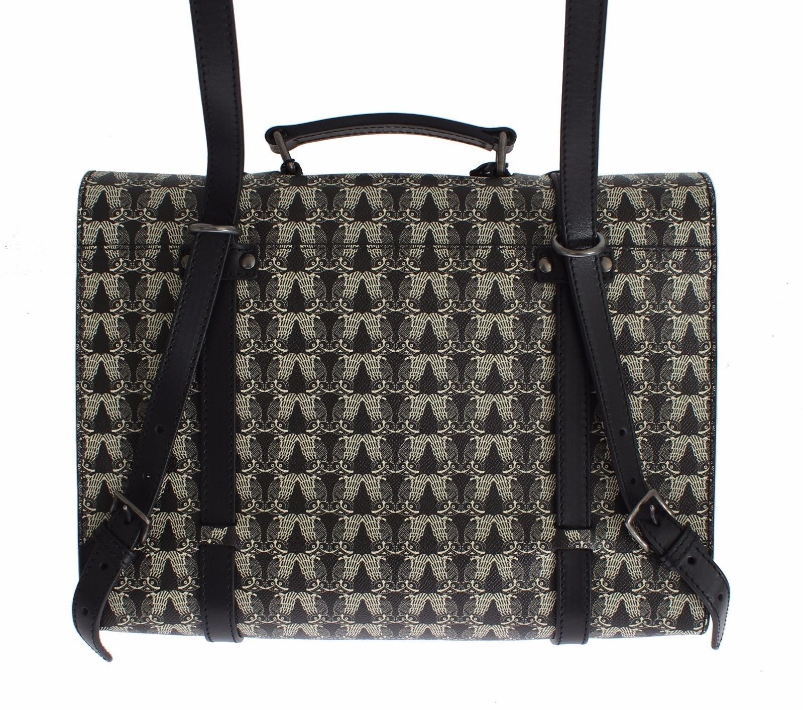Bag Black Owl Print Leather Backpack