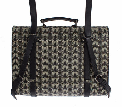 Bag Black Owl Print Leather Backpack