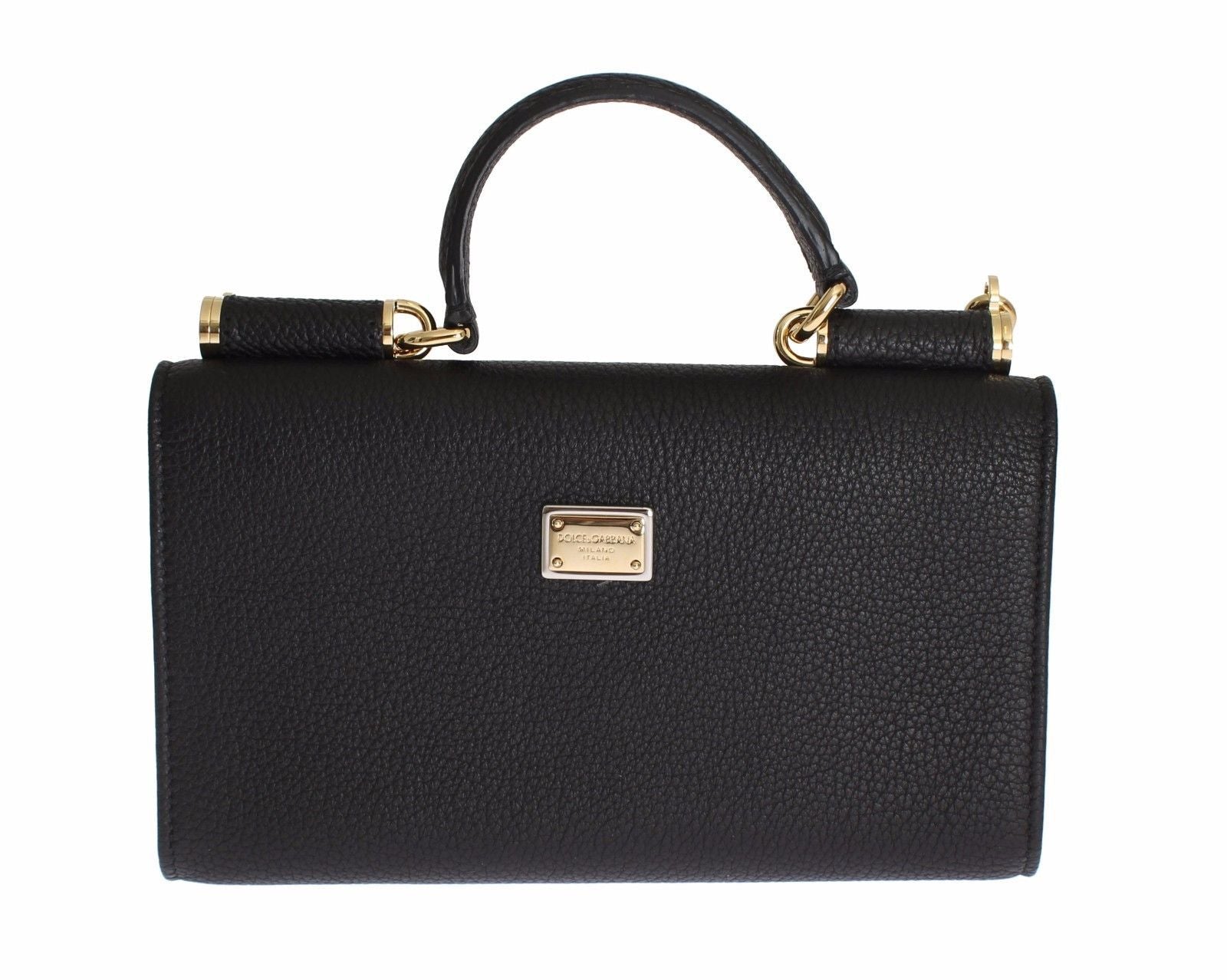 Purse VON Black Leather Crystal Carretto POM POM