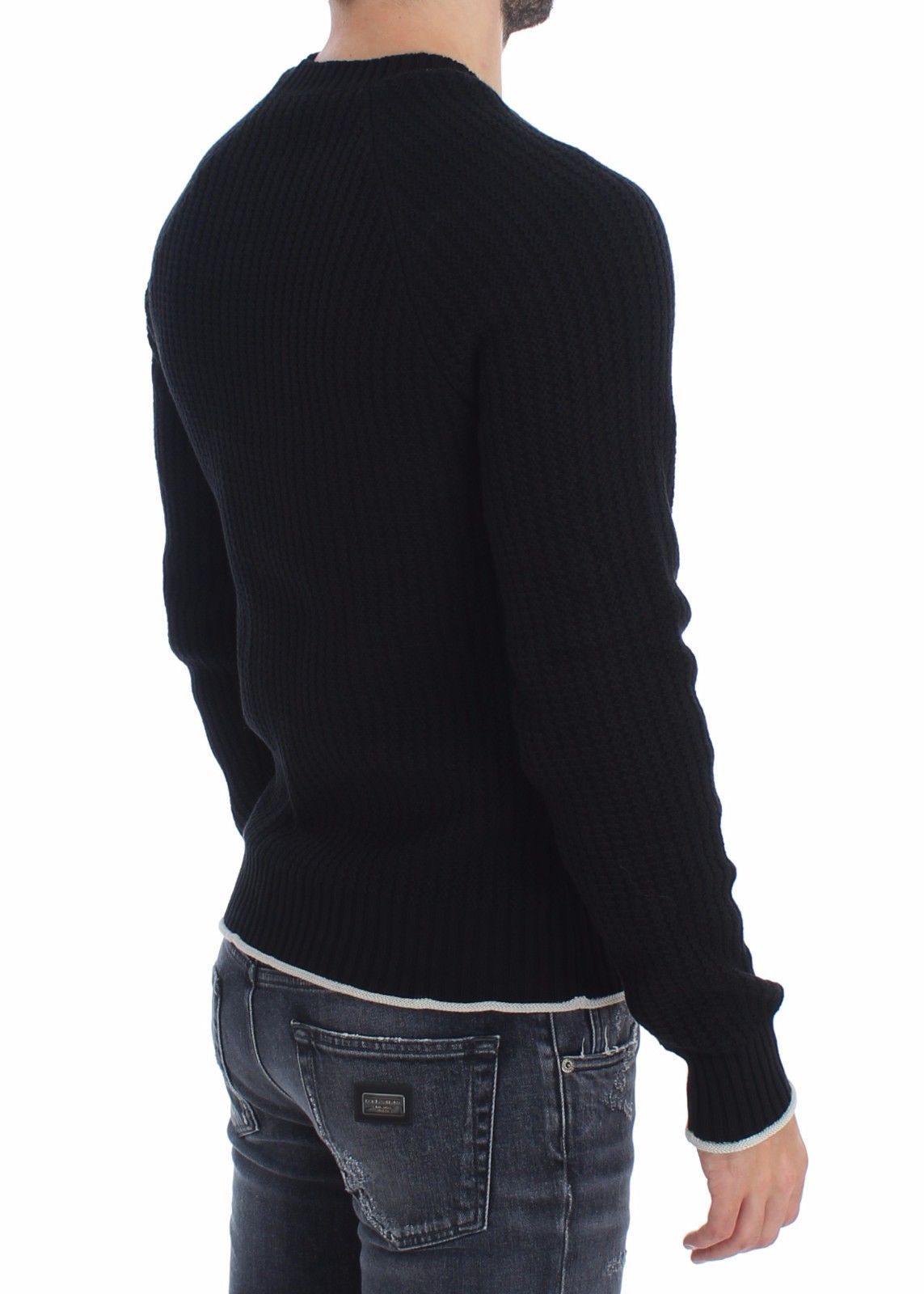 Blue Cotton Silk Knitted Sweater