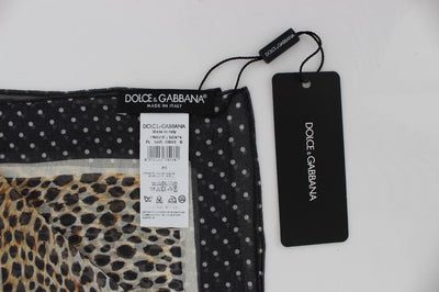 Brown Leopard Polka Dotted Silk Scarf