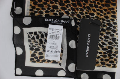 Brown Leopard Polka Dotted Silk Scarf